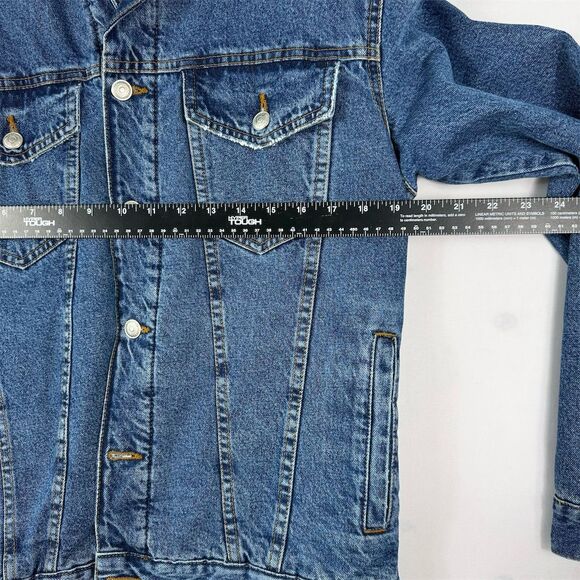 Zara Men's Bomber Jacket Size S Blue Denim Sherpa Lined Casual - Picture 5 of 5